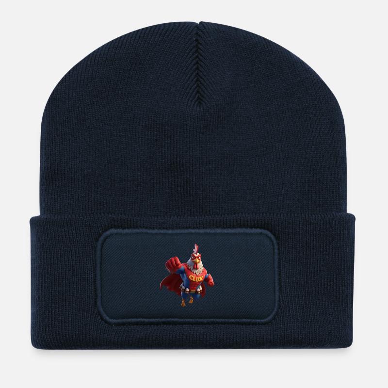 Cluk the Rooster Hero - Recycled Patch Beanie - french navy