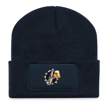 Bière à flûte - Beanie recyclé à patch - bleu marine - Devant
