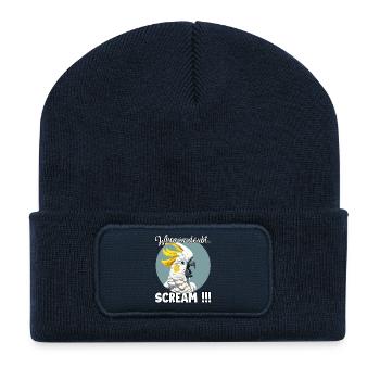 Creative gift for cockatoo and bird lovers - Recycled Patch Beanie - french navy - Front