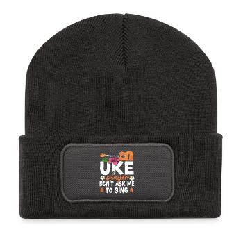 Hawaiian Ukulele Uke Uke Player - Recycled Patch Beanie - dark grey - Front