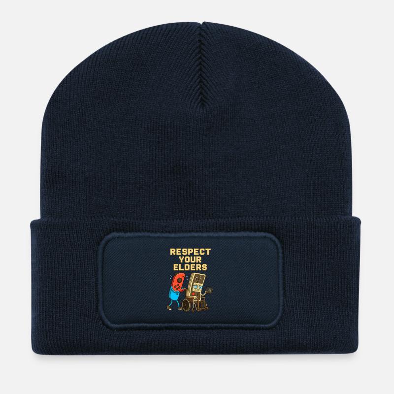 Respect Your Elders Gaming Control Retro - Recycelte Patch Beanie - French Navy