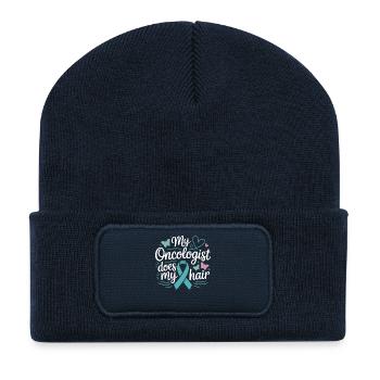 My Oncologist Does My Hair - Recycelte Patch Beanie - French Navy - Vorne