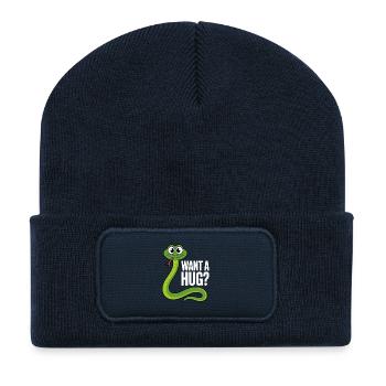 Wants a Hug Snake Cartoon - Recycled Patch Beanie - french navy - Front