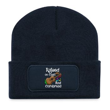 Conception de notes musicales colorées pour ukulélé acoustique - Beanie recyclé à patch - bleu marine - Devant