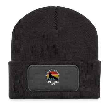 Ich mag Füchse einfach wirklich OK - Süße Kawaii Fuchsliebe - Recycelte Patch Beanie - Dunkelgrau - Vorne