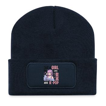 Just A Girl Who Loves Anime And K-Pop - Recycelte Patch Beanie - French Navy - Vorne