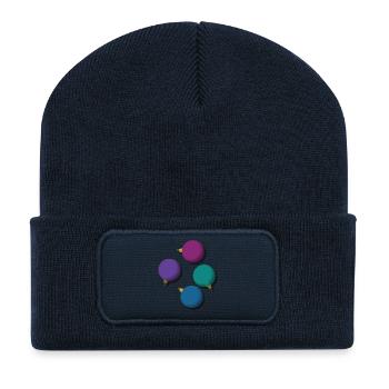 4 boules de Noël colorées - Beanie recyclé à patch - bleu marine - Devant