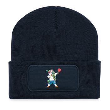 Dabbing Unicorn Ping Pong Table Tennis Player - Recycled Patch Beanie - french navy - Front