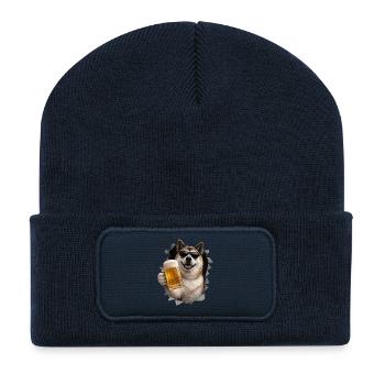 Bière Akita - Beanie recyclé à patch - bleu marine - Devant