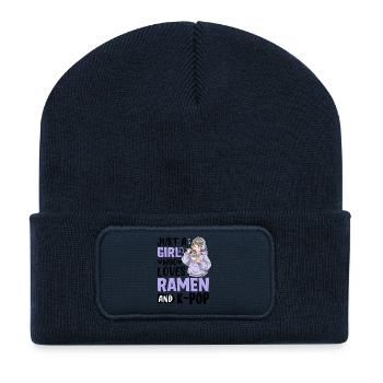 Just A Girl Who Loves Ramen And K-Pop - Recycelte Patch Beanie - French Navy - Vorne