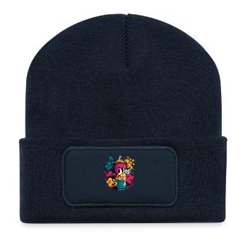 Bunte Graffiti-Spray Cartoon - Recycelte Patch Beanie - French Navy - Vorne