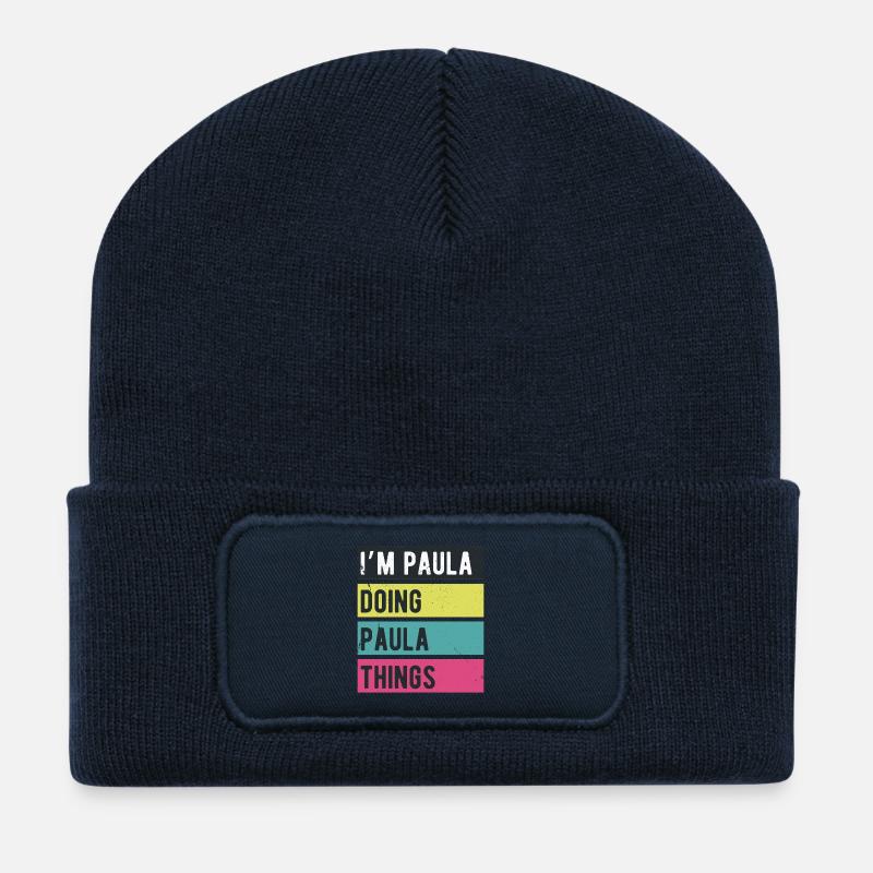Ich bin Paula und mache Paula Dinge Retrofarben - Recycelte Patch Beanie - French Navy