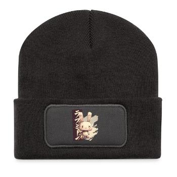 Love me bunny im Skizzen-Stil - Recycelte Patch Beanie - Dunkelgrau - Vorne