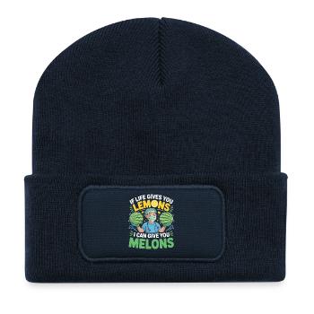 Melonen-Arzt Humorprint - Recycelte Patch Beanie - French Navy - Vorne