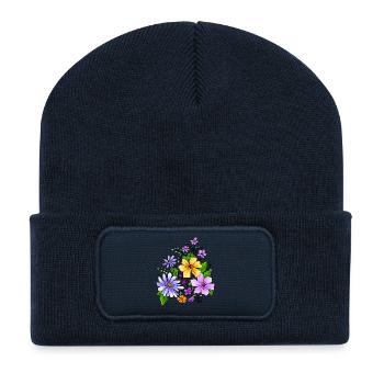 Blumen - Recycelte Patch Beanie - French Navy - Vorne
