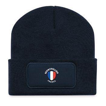 Montpellier France Shield - Recycelte Patch Beanie - French Navy - Vorne