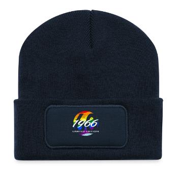 60. Geburtstag 1966 Geschenk für Männer und Frauen - Recycelte Patch Beanie - French Navy - Vorne