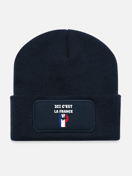 Das ist Frankreich – Trikolore Faust - Recycelte Patch Beanie - French Navy