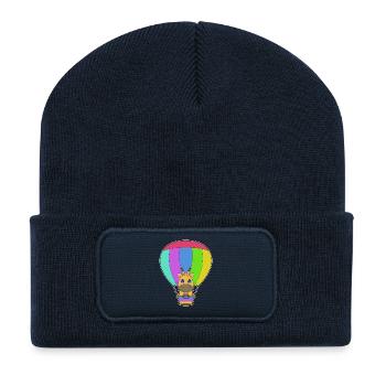 Giraffe Heißluftballon - Recycelte Patch Beanie - French Navy - Vorne