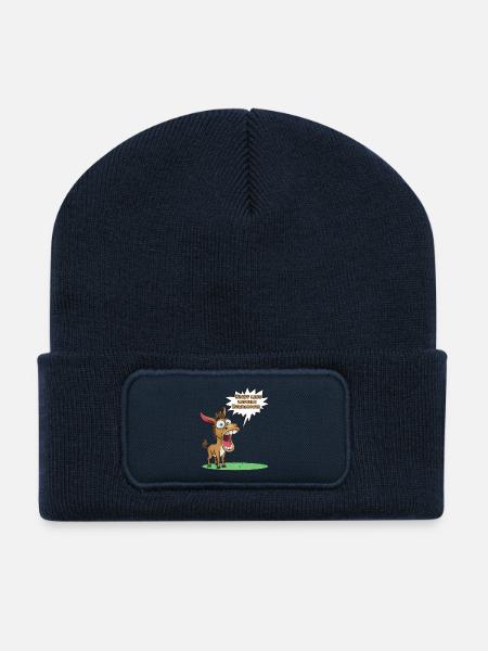 Nicht Lang Zappeln Rumdaddeln Esel Cartoon - Recycelte Patch Beanie - French Navy