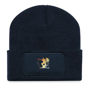 Style vintage graphique du skateboard - Beanie recyclé à patch - bleu marine - Devant