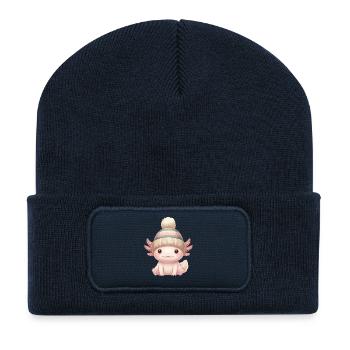 Chapeau d’Axolotl - Beanie recyclé à patch - bleu marine - Devant