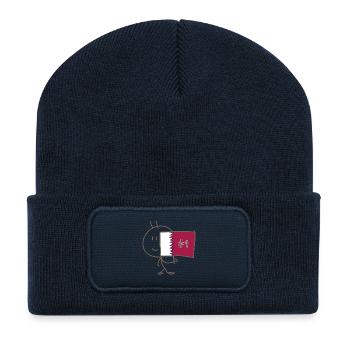 Drapeau_du_Qatar_floque_d-un_#1 - Beanie recyclé à patch - bleu marine - Devant