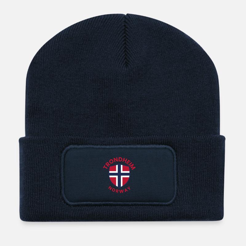 Trondheim-Norwegen-Schild - Recycelte Patch Beanie - French Navy