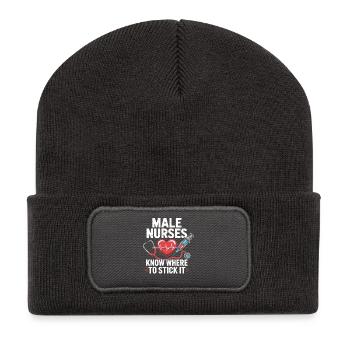 Medical Men Nursing Joke - Recycled Patch Beanie - dark grey - Front