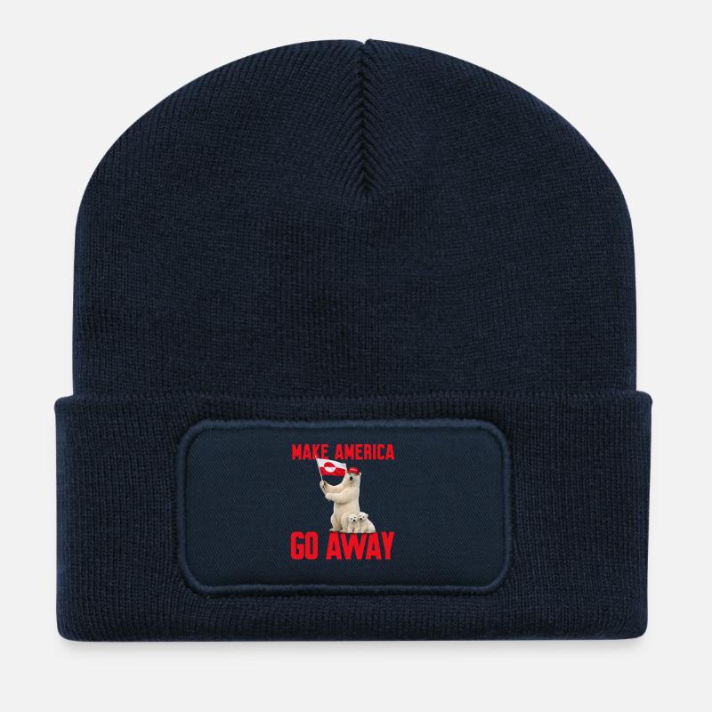 Make America go away! Grönland Statement gegen US  - Recycelte Patch Beanie - French Navy