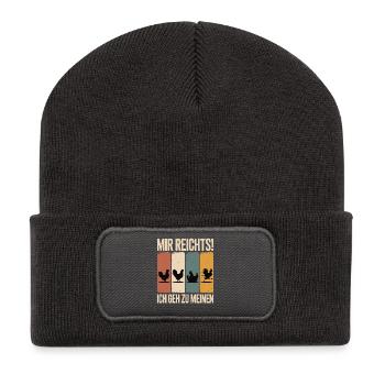 Mir reicht’s - ich geh zu meinen Hühnern - Recycelte Patch Beanie - Dunkelgrau - Vorne