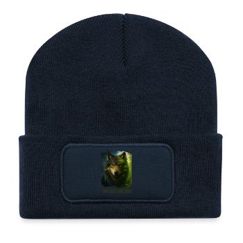 Les Deux Visages du Loup - Beanie recyclé à patch - bleu marine - Devant