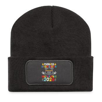 Tschüss Kindergarten Kita Abgänger 2026  - Recycelte Patch Beanie - Dunkelgrau - Vorne