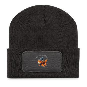 Mindset Fisch – Sei der Hai - Recycelte Patch Beanie - Dunkelgrau - Vorne