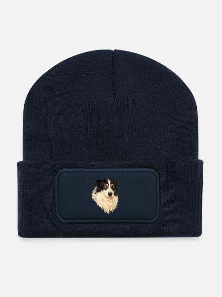 Low Polygon Dog – Geometric Dog Art Design - Recycled Patch Beanie - french navy
