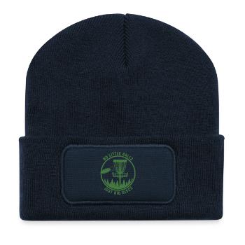 Pas de petites balles, juste de gros disques, drôle de disc golf - Beanie recyclé à patch - bleu marine - Devant