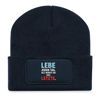 Live every day like you're the last one - Recycled Patch Beanie - french navy - Front