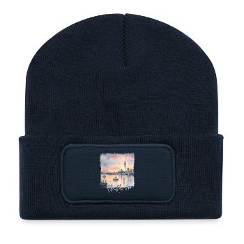 Auckland Aquarelle, Auckland Nouvelle-Zélande - Beanie recyclé à patch - bleu marine - Devant