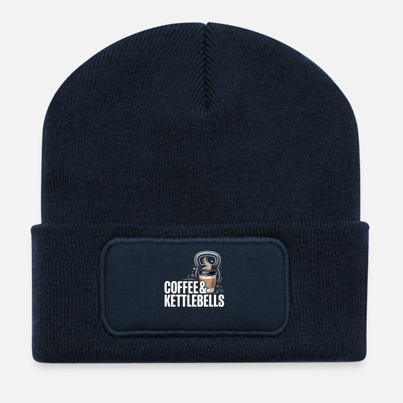 Kaffee & Kettlebells Duo - Recycelte Patch Beanie - French Navy