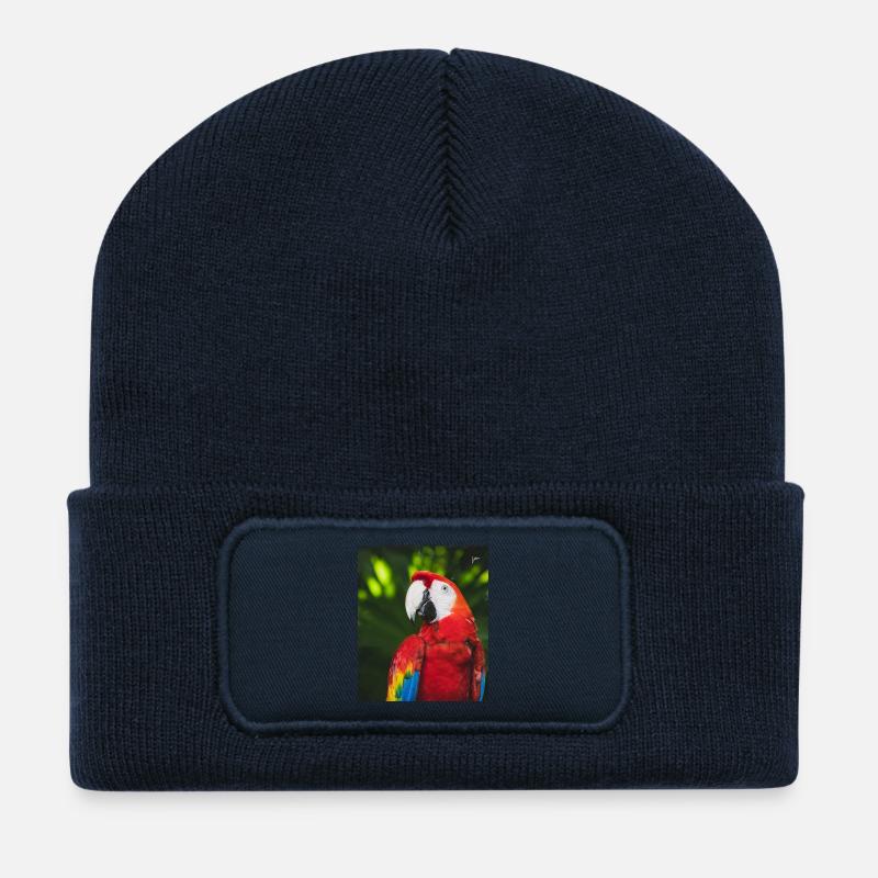 Macau Macaw Tropical Colors - Recycled Patch Beanie - french navy