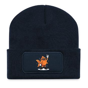 Rock Music, Goldfish, Heavy Metal, Funny - Recycled Patch Beanie - french navy - Front