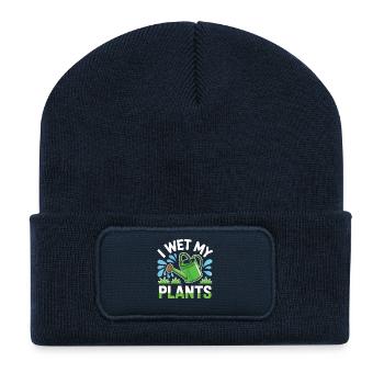 Humour du jardin de « je mouille mes plantes » - Beanie recyclé à patch - bleu marine - Devant