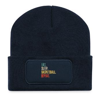 Manger Dormir Basketball Répéter Rétro Vintage - Beanie recyclé à patch - bleu marine - Devant