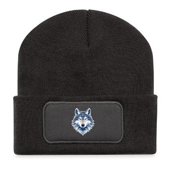 Geometrischer Wolf - Moderner Geometrischer Wolf  - Recycelte Patch Beanie - Dunkelgrau - Vorne