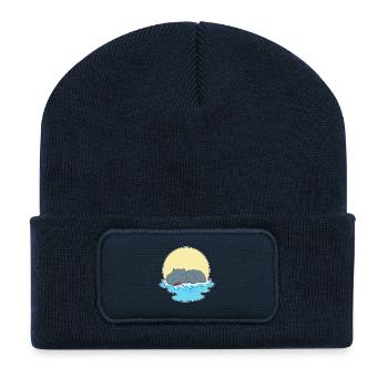 Nilpferd Schwimmen - Recycelte Patch Beanie - French Navy - Vorne