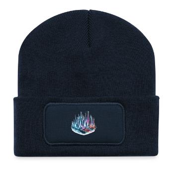Neon city skyline of the future - Recycled Patch Beanie - french navy - Front