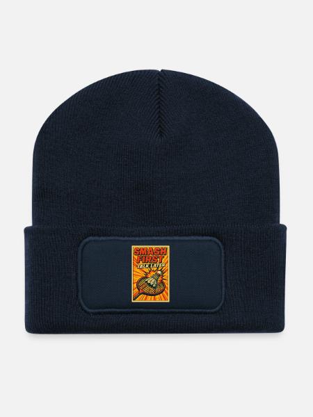 Smash First Talk Later | Badminton Smash - Recycled Patch Beanie - french navy