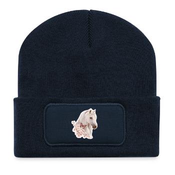 Horse with butterfly - Recycled Patch Beanie - french navy - Front