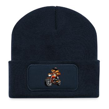 Motorcyclist Beaver - Recycled Patch Beanie - french navy - Front