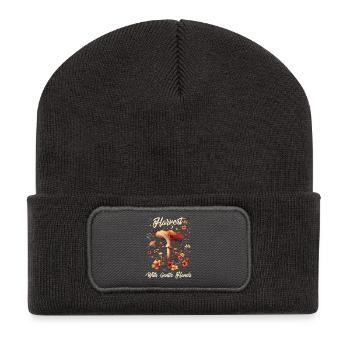 Mit sanfter Hand ernten | Pilze Wald - Recycelte Patch Beanie - Dunkelgrau - Vorne